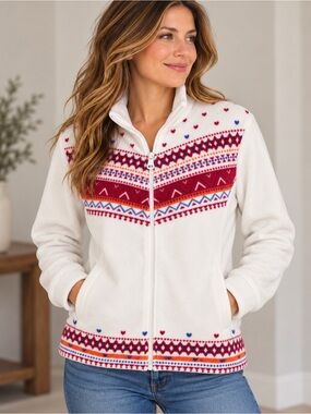 Atlas for Women Nordic Fleece Jacket Size 8–10 | Fair Isle Ski Style | Like New